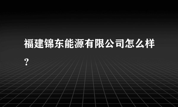 福建锦东能源有限公司怎么样?