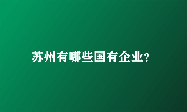 苏州有哪些国有企业？