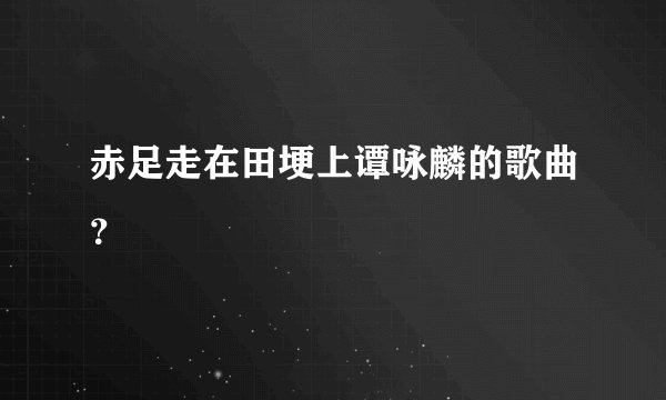 赤足走在田埂上谭咏麟的歌曲？