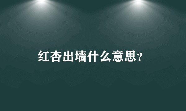 红杏出墙什么意思？