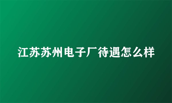 江苏苏州电子厂待遇怎么样
