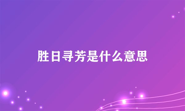 胜日寻芳是什么意思