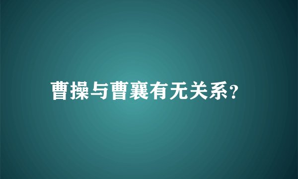 曹操与曹襄有无关系？