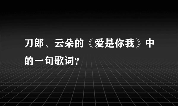 刀郎、云朵的《爱是你我》中的一句歌词?