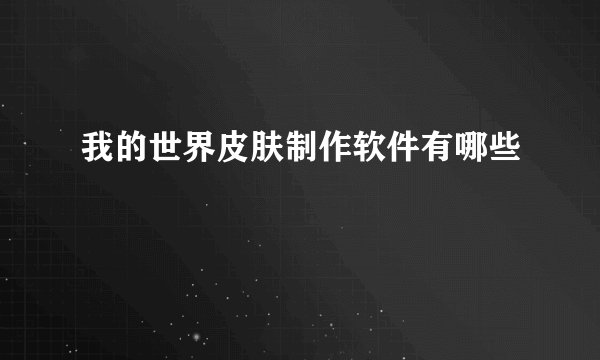 我的世界皮肤制作软件有哪些