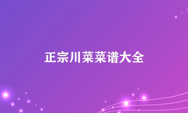 正宗川菜菜谱大全