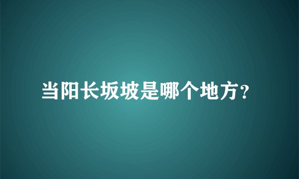 当阳长坂坡是哪个地方？