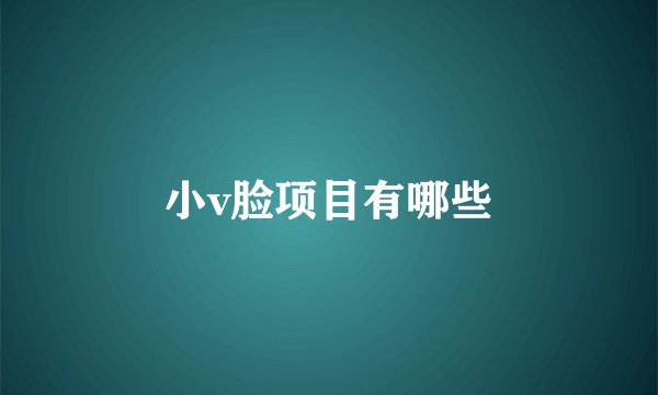 小v脸项目有哪些