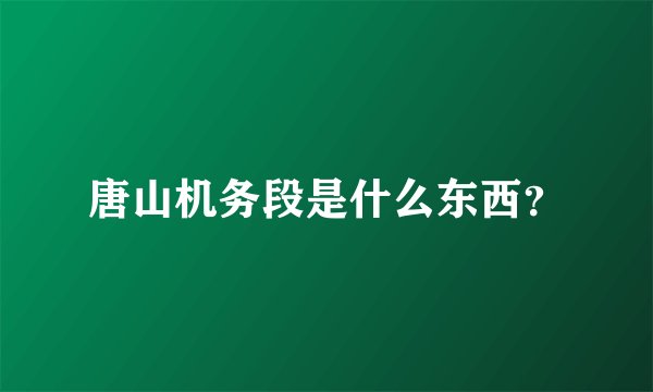 唐山机务段是什么东西？