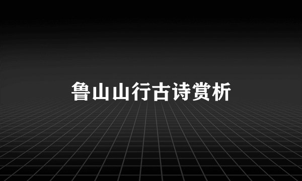鲁山山行古诗赏析
