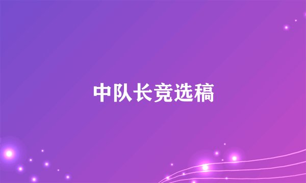 中队长竞选稿