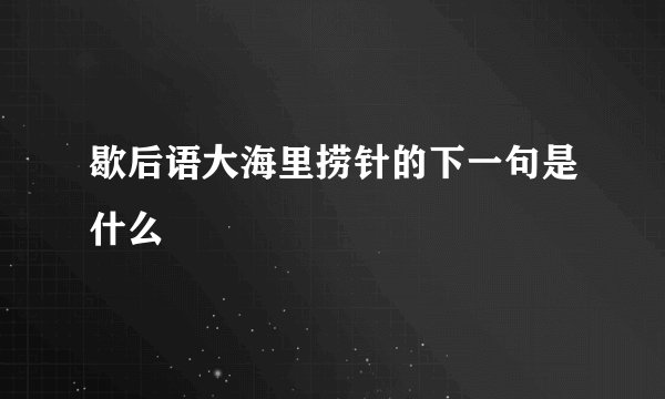 歇后语大海里捞针的下一句是什么