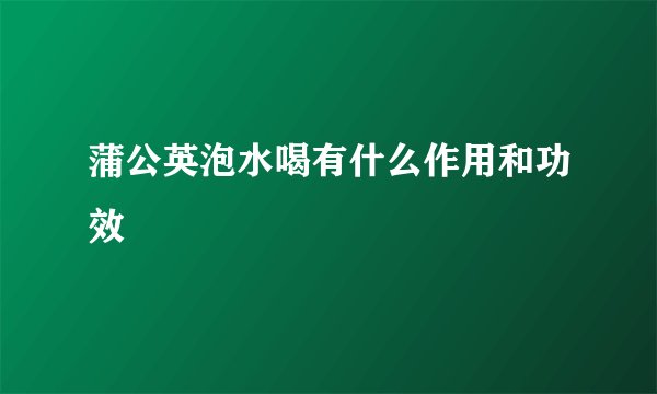 蒲公英泡水喝有什么作用和功效