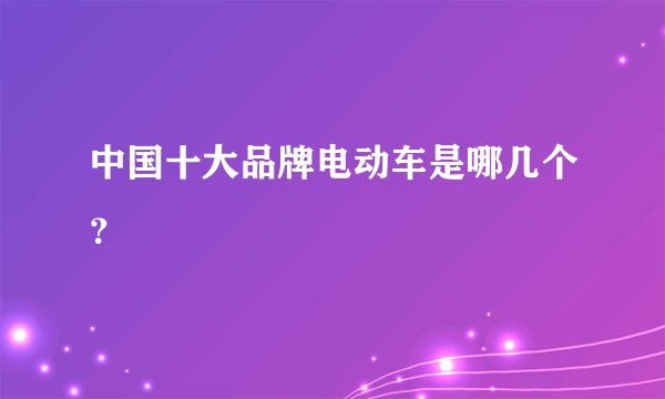 中国十大品牌电动车是哪几个？
