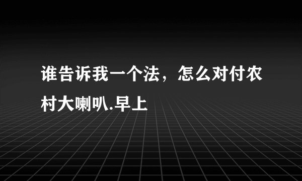 谁告诉我一个法，怎么对付农村大喇叭.早上