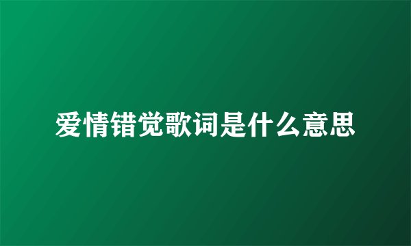爱情错觉歌词是什么意思