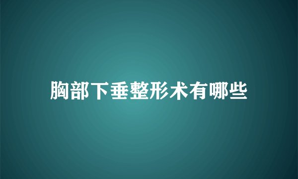 胸部下垂整形术有哪些
