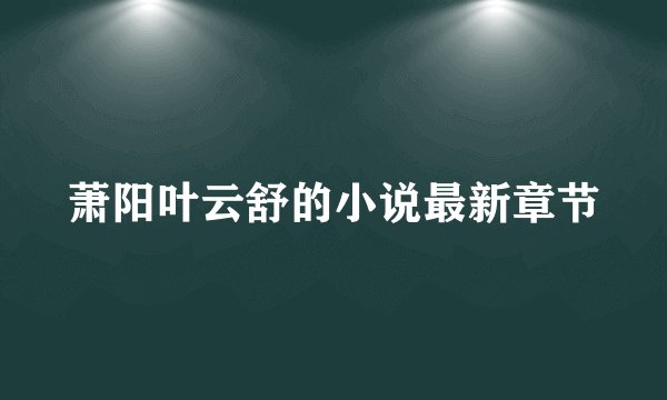 萧阳叶云舒的小说最新章节