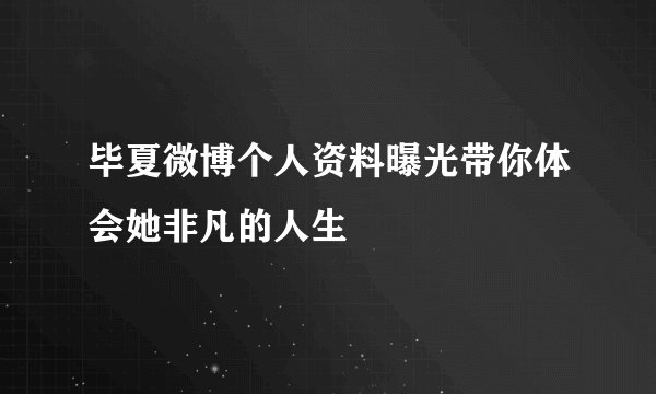 毕夏微博个人资料曝光带你体会她非凡的人生
