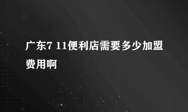 广东7 11便利店需要多少加盟费用啊