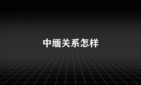 中缅关系怎样
