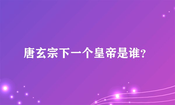 唐玄宗下一个皇帝是谁？