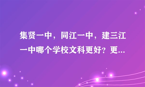 集贤一中,同江一中,建三江一中哪个学校文科更好?更适合复读? 也可以说说各优缺点。。。