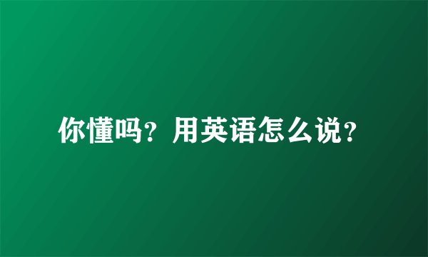 你懂吗?用英语怎么说?