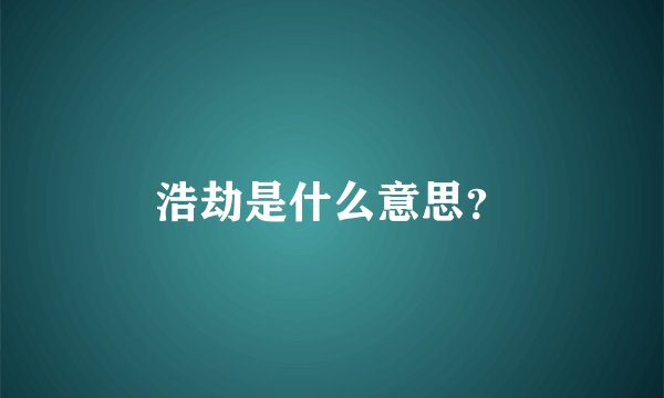 浩劫是什么意思？