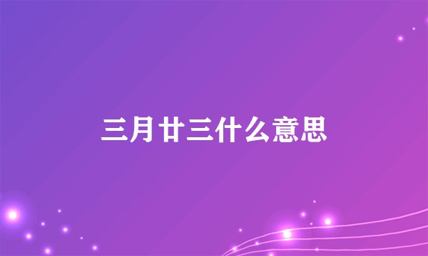 三月廿三什么意思