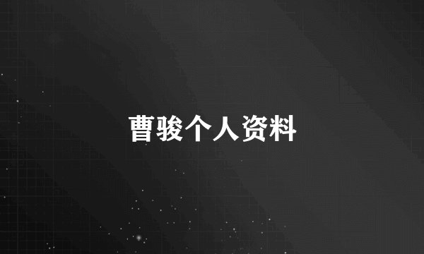 曹骏个人资料