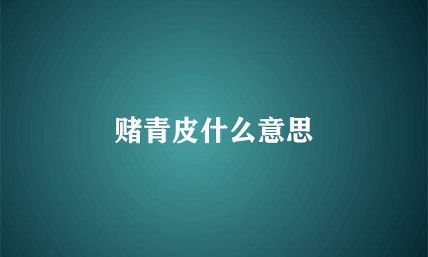 赌青皮什么意思