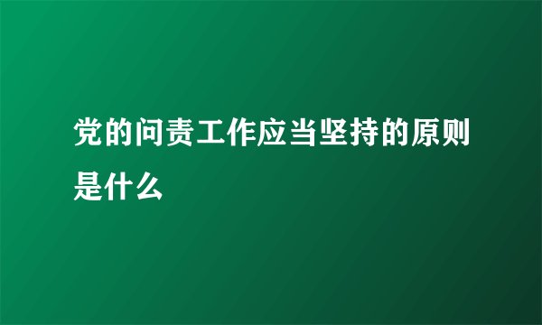 党的问责工作应当坚持的原则是什么