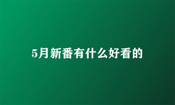 5月新番有什么好看的