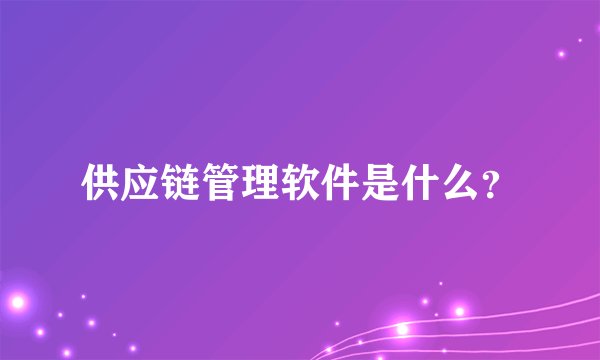 供应链管理软件是什么？