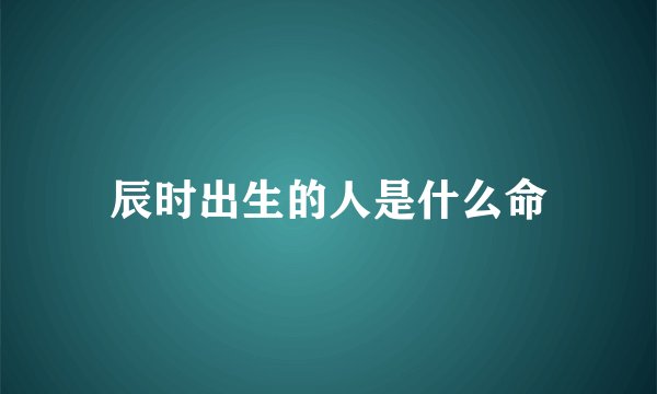 辰时出生的人是什么命