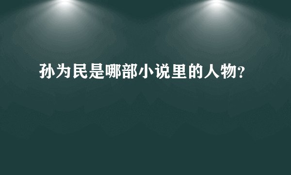 孙为民是哪部小说里的人物？