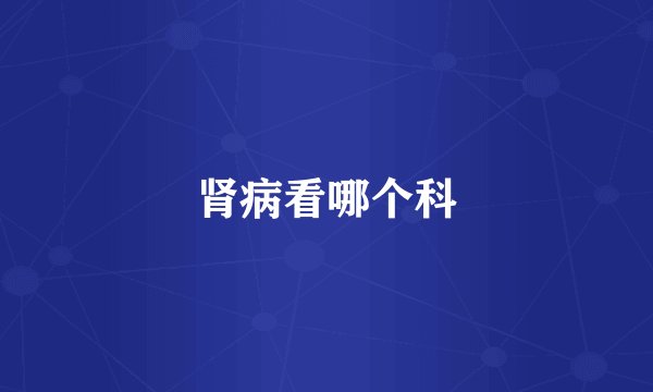 肾病看哪个科