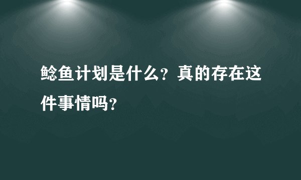 鲶鱼计划是什么？真的存在这件事情吗？