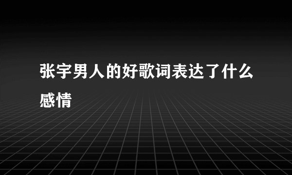 张宇男人的好歌词表达了什么感情