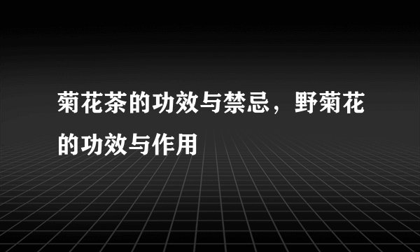 菊花茶的功效与禁忌，野菊花的功效与作用