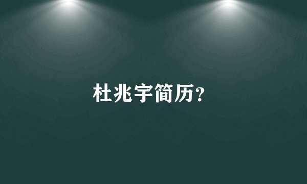 杜兆宇简历？