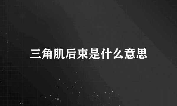 三角肌后束是什么意思