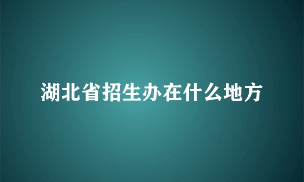 湖北省招生办在什么地方
