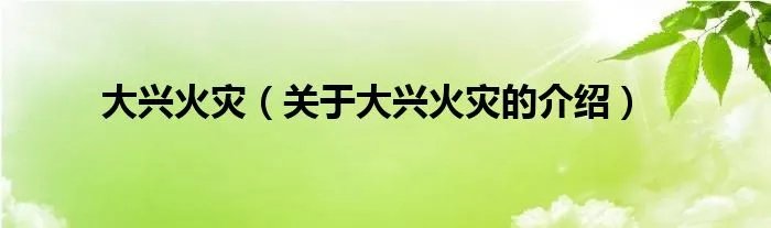 大兴火灾(关于大兴火灾的介绍)