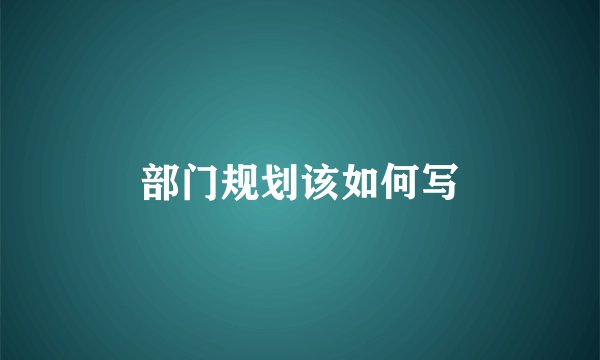 部门规划该如何写