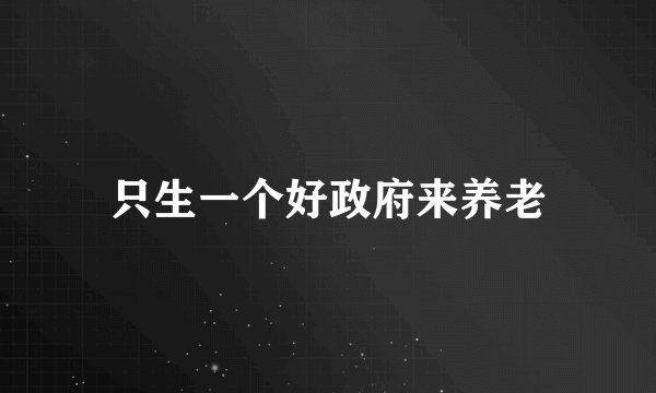 只生一个好政府来养老