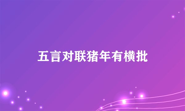 五言对联猪年有横批