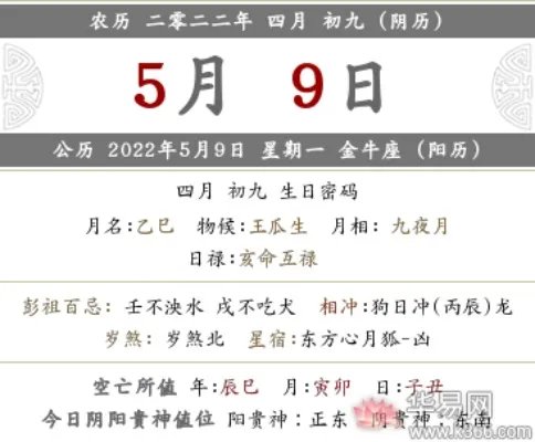 2022年农历四月初九是什么日子,是民俗忌日吗?