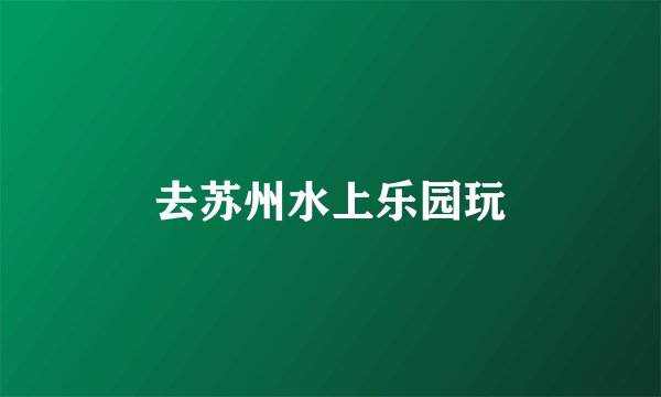 去苏州水上乐园玩